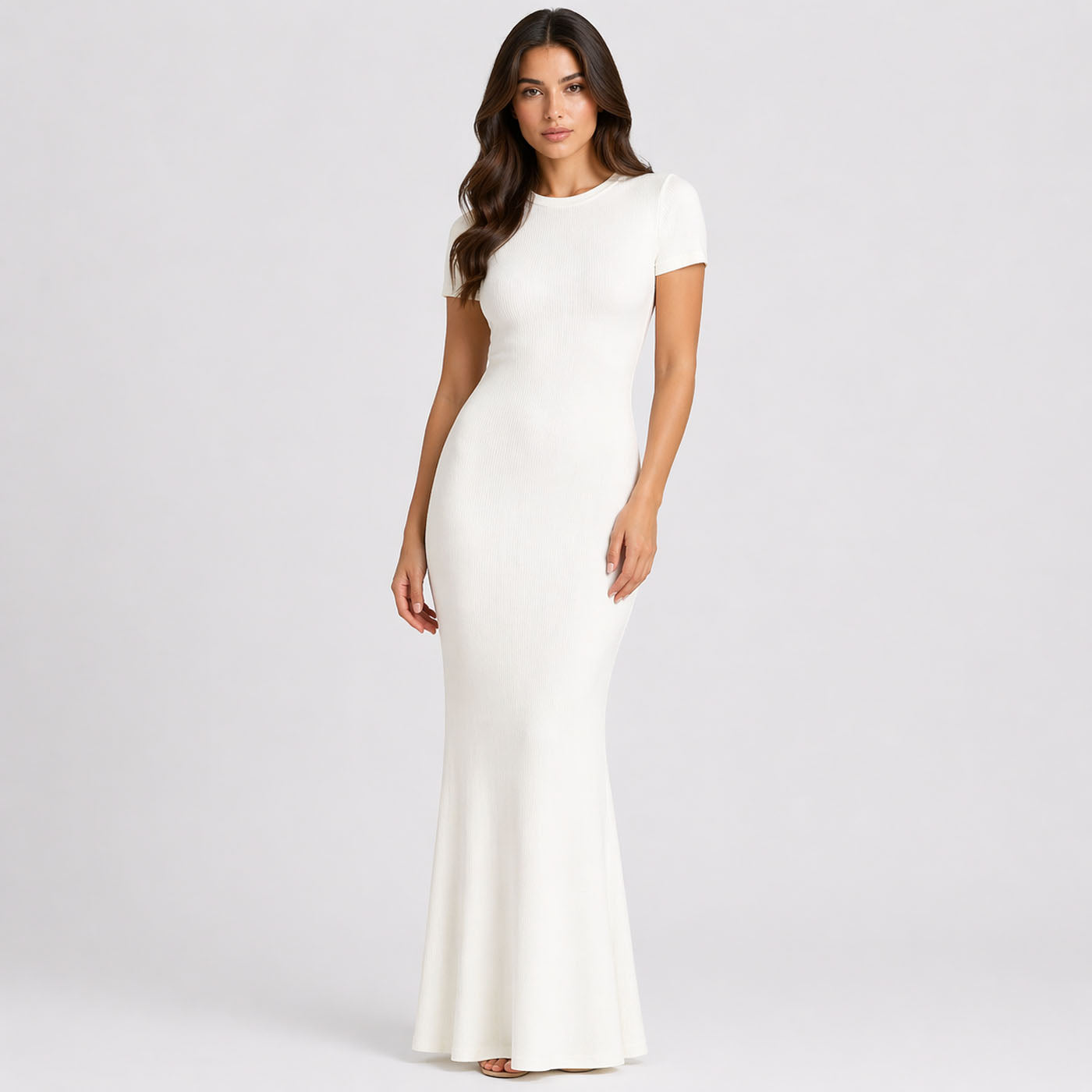 Maxi abito t-shirt a costine