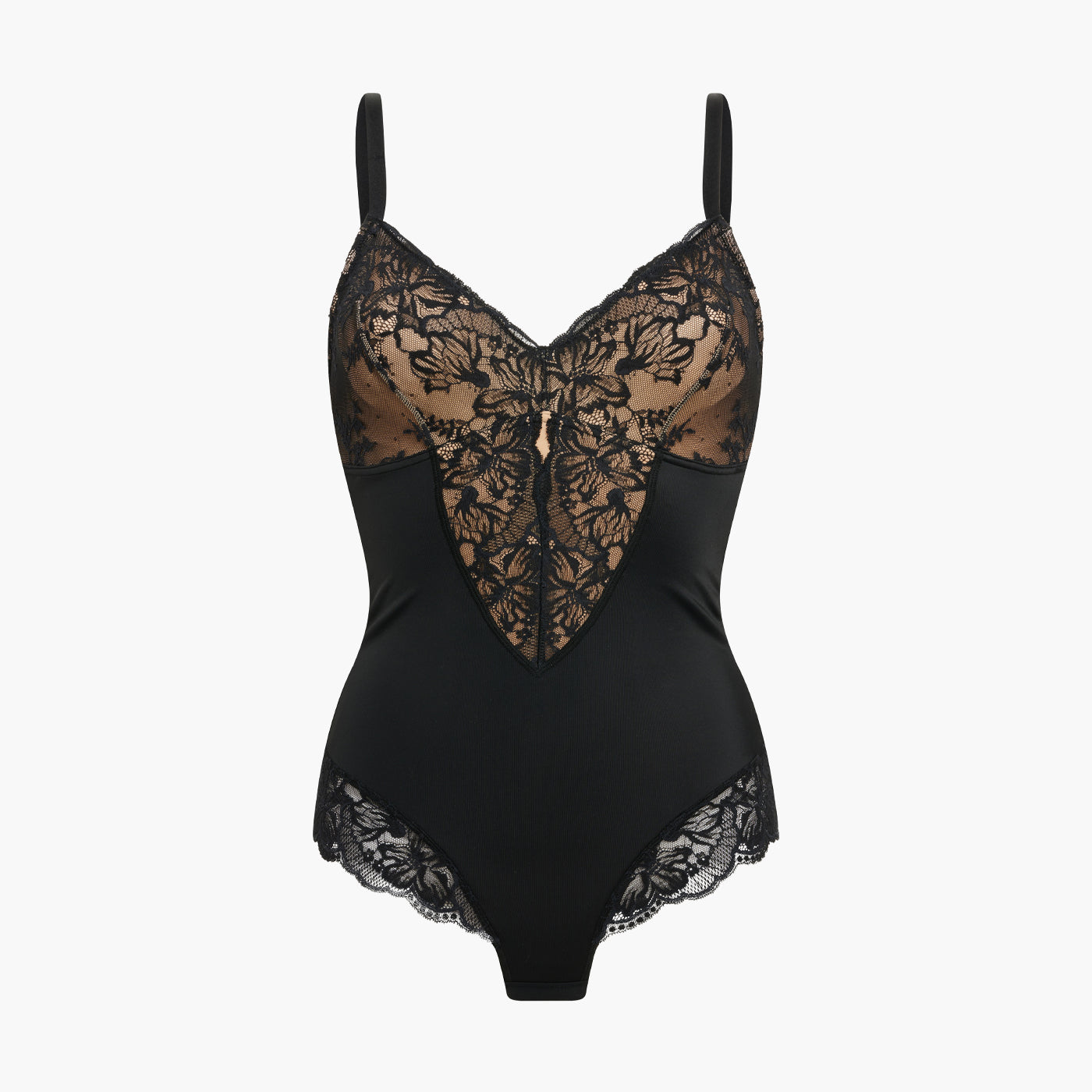 Body contenitivo modellante in pizzo con slip