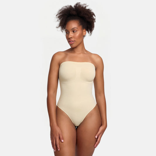 Trägerloser Bodysuit Sculpting Shapewear mit String - B1G1