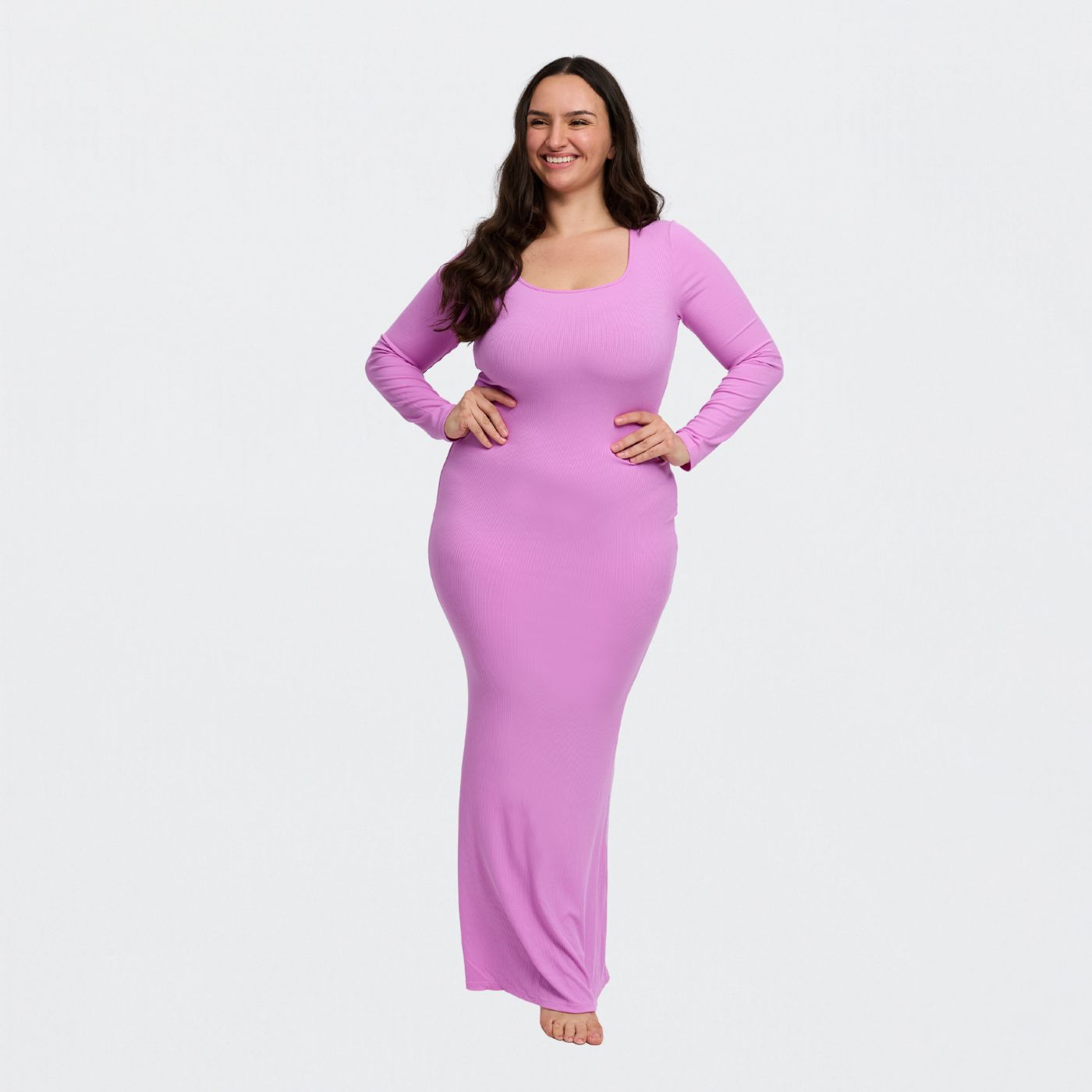 Ribbed Long Sleeve Maxikleid